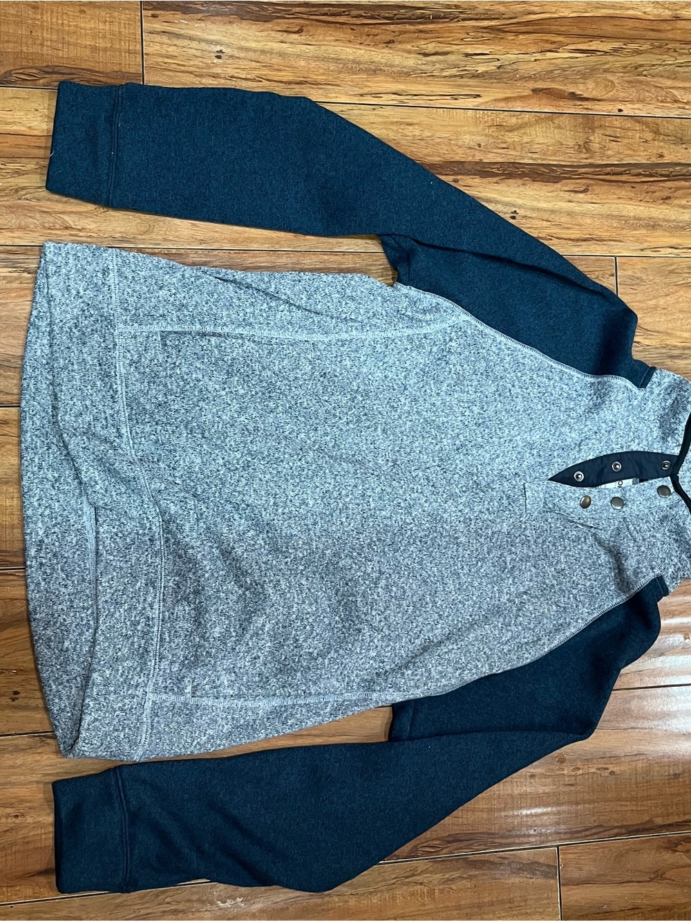 Sonoma Two-Tone Zip-Up Sweater Jacket in Heather Gray and Navy